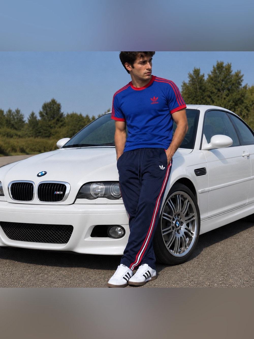 adidas [XL] Men’s  Firebird Track Pants Navy Blue w/France Stripes KD3830